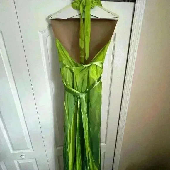 Mikino Lime Green Ruffle Elegant Gown - Picture 3 of 5